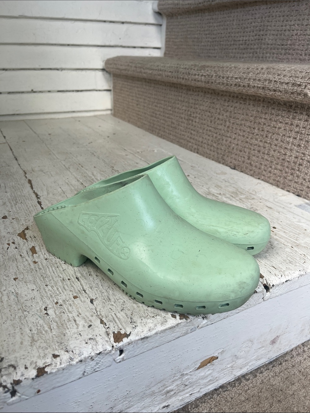Calzuro Mint Green Slip-On Clogs for Women
